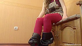 Silviya looks great in her thigh high leather boot - WeAreHairy