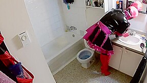 Sissy toilet tied
