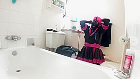 Sissy toilet tied