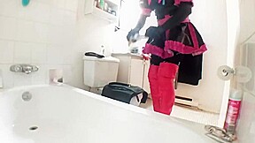 Sissy toilet tied