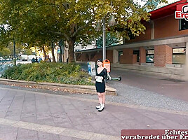 Skinny german punk teen 18+ make real Street Date and fuck