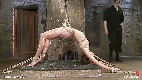 Slave In Back Arch Bondage Candle Waxed - Claire Adams And Amber Rayne