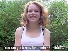 Slim Redhead Amateur Fucks Outdoor