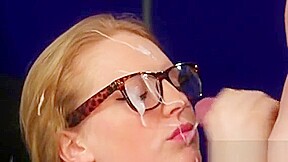 Slutty Bombshell Gets Sperm Shot On Her Face Swallowing All