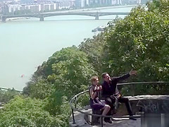 Small tits slim slave gets anal in public
