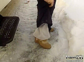 Snow angels flashing the camera