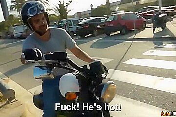 Spanish black chick goes for a ride