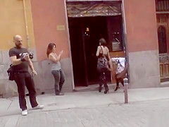 Spanish cutie gangbang in public bar