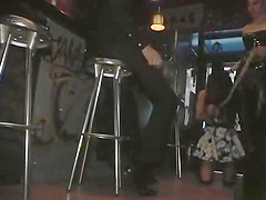Spanish cutie gangbang in public bar