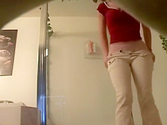 Spying Step sister's hairless body in a shower