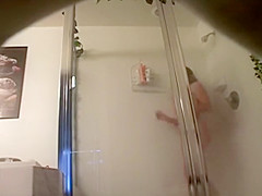 Spying Step sister's hairless body in a shower