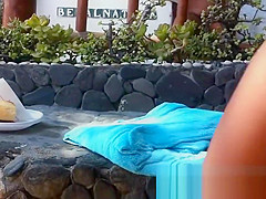 Spying on a cute cutie at the nudist beach cam