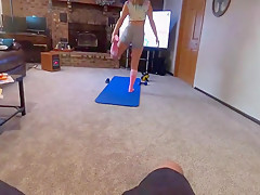 Step sister Gets Caught Working Out By Her Pervert Stepbrother