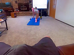 Step sister Gets Caught Working Out By Her Pervert Stepbrother