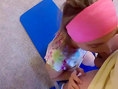 Step sister Gets Caught Working Out By Her Pervert Stepbrother