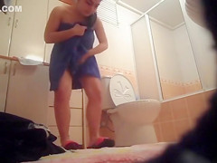 Step sister with extra large boobs taped in the bathroom