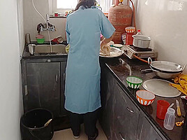 Step sisters Are Preparing Food To Go To School Together  Step brother Has Fucked Her