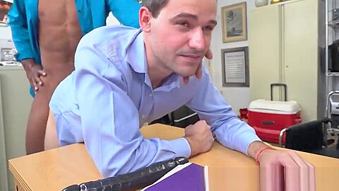 Straight stud facialized by BBC at casting