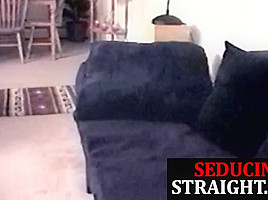 Straight twink dicksucked and jerked by Step daddy