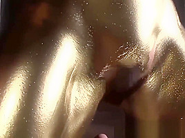 Strange japanese gold fetish with hot babe giving footjob