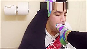 Sucking teen 18+ socks and feet while