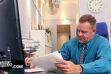Sweet teen 18+ Gets Horny At Her Stepdaddys Office