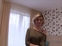 Takes Sexy Blonde Babe In Hotel Room Where