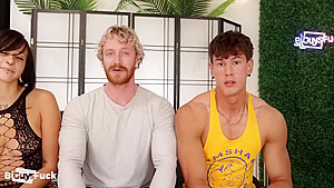 Tan Guy Sexy Nipples Fucks Blonde Dude And Petite Babe!