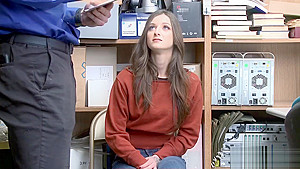 Tattooed brunette teen 18+ busted by a perverted policeman