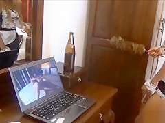 Thai Maid Turned on By Porn Playing on Guests Laptop