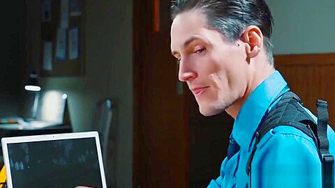 The officer bending him over his desk to open his hole