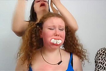 Thick Bondage Slut Heavily Gagged By 3 Girls