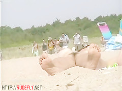 This beach is like a heaven for oiled big tit hunter