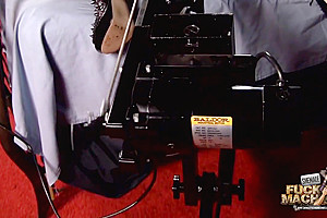 This blonde tranny enjoys her fucking machine