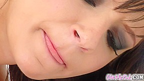 This sexy little thing spreads her perfect pussy  