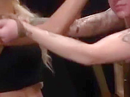 Tied Up Lesbian Gets Fucked With Strapon