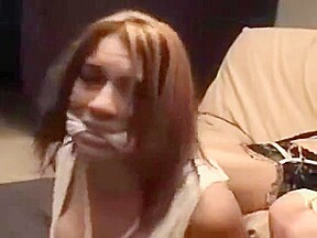 Tied girls trying to escape