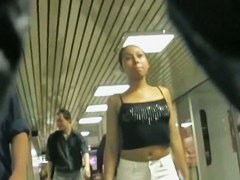 Tight ass of a black hair in the metro video