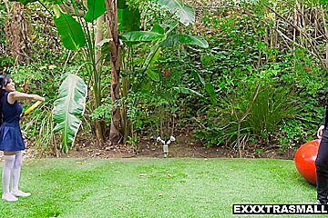 Tiny Asian stepdaughter checks out big Step daddy's cock - Ember Snow