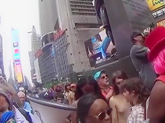 Topless girls celebrate their tits in New York City