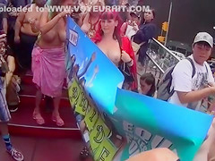 Topless girls celebrate their tits in New York City