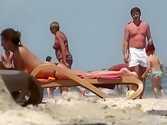 Topless women on a hot summer day