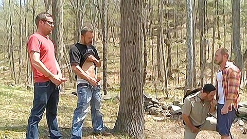 Tourist Gangbang In The Woods - Hans Berlin, Andrew Fitch, Max Sargent & Trevor Knight