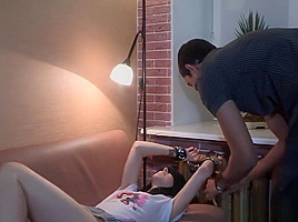 Tricked gf enjoys interracial pounding