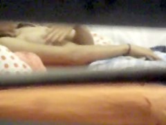 Trough window-teen 18+ masturbates on bed