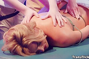 Ts Babes Jean And Gives A Hot Massage - Kenzie Anne, Holly Wood And Shiri Allwood