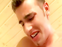 Two Europeans fuck Bareback in sauna