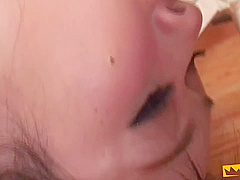 Two Guys Play With A Japanese Girl And Fill Her Bush With Load After Pumping Her Deep