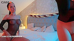Two Hot Babes Models Kissing Cam Show Slapping Ass Licking