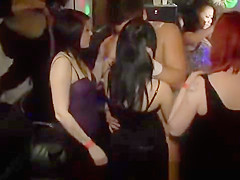 Two girls jerking off a malestripper